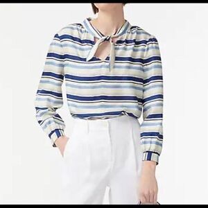 J.crew collection silk blue striped tunic blouse small